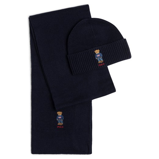 Polo Ralph Lauren Męski szalik i czapka Mężczyźni Sztuczne włókno granatowy jednolity ze sklepu vangraaf w kategorii Szaliki męskie - zdjęcie 177790366