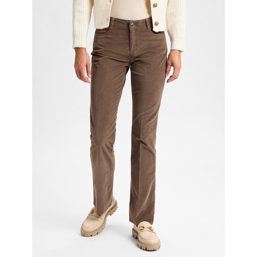 BRAX Damskie spodnie materiałowe - Shakira Kobiety Bawełna taupe wypukły wzór tkaniny ze sklepu vangraaf w kategorii Spodnie damskie - zdjęcie 177790376