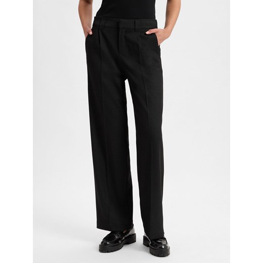 Marie Lund Damskie spodnie materiałowe Kobiety Sztuczne włókno czarny jednolity ze sklepu vangraaf w kategorii Spodnie damskie - zdjęcie 177790565
