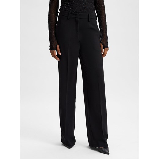 MAC Damskie spodnie materiałowe - Camilla Kobiety Sztuczne włókno czarny jednolity ze sklepu vangraaf w kategorii Spodnie damskie - zdjęcie 177790606