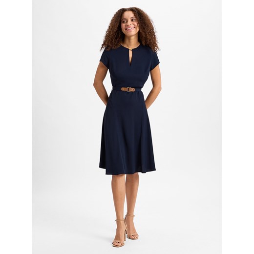 Lauren Ralph Lauren Sukienka damska Kobiety Sztuczne włókno granatowy jednolity ze sklepu vangraaf w kategorii Sukienki - zdjęcie 177790737