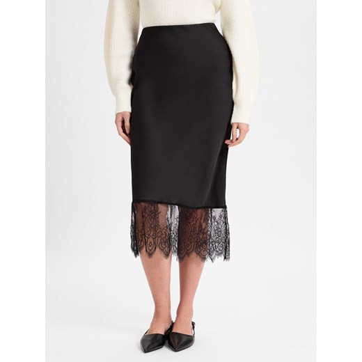 Vila Damska spódnica midi - VISchasta Kobiety czarny jednolity Vila 38 wyprzedaż vangraaf