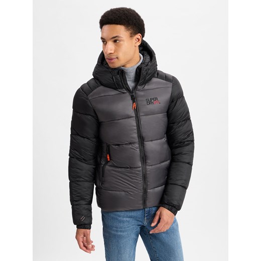 Superdry Pikowana kurtka męska Mężczyźni antracytowy jednolity ze sklepu vangraaf w kategorii Kurtki męskie - zdjęcie 177790867