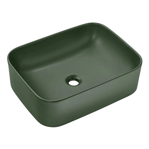 Zielona prostokątna ceramiczna umywalka na blat - Zelfio 50 cm Elior One Size Edinos.pl