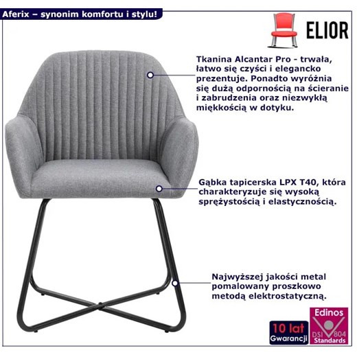2 sztuki jasnoszarych tapicerowanych krzeseł - Aferix Elior One Size Edinos.pl