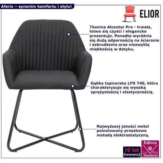 Zestaw 2 czarnych tapicerowanych krzeseł stołowych - Aferix Elior One Size Edinos.pl