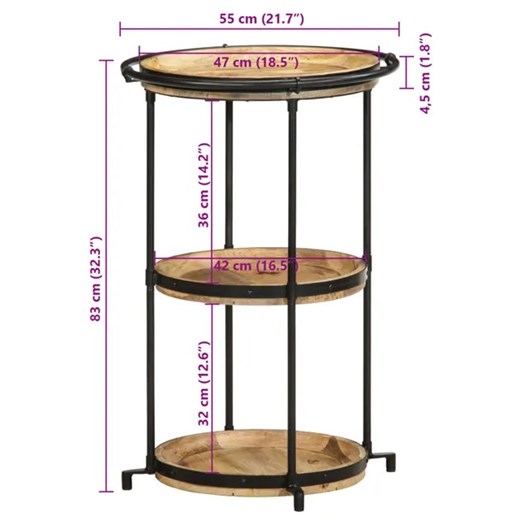 Loftowy stolik pomocniczy z litego drewna - Rali 4X Elior One Size Edinos.pl
