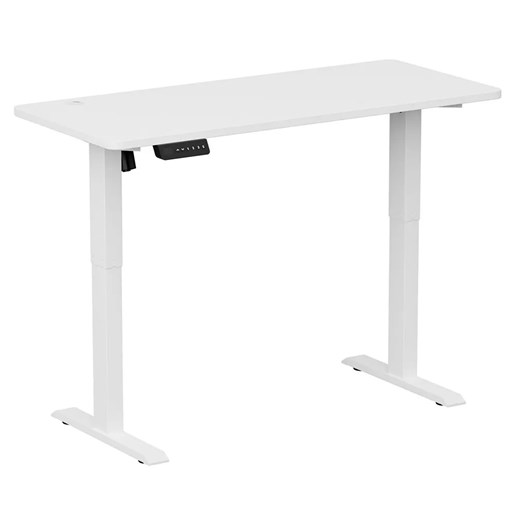 Białe elektryczne biurko regulowane z bankiem pamięci 140x60 cm - Klever 3X ze sklepu Edinos.pl w kategorii Biurka i sekretarzyki - zdjęcie 177792316