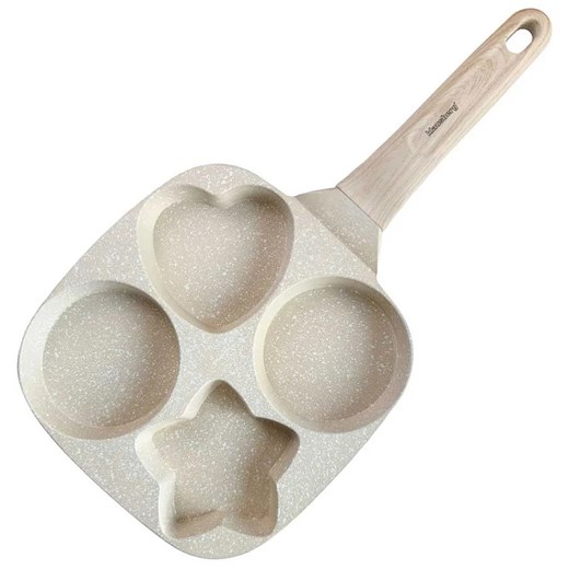 Kremowa Aluminiowa Patelnia Do Jajek Z Powłoką Marmurkową A9-B56 ze sklepu Edinos.pl w kategorii Naczynia - zdjęcie 177792398