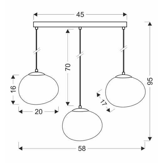 Nowoczesna potrójna lampa wisząca - D207-Flavex Lumes One Size Edinos.pl