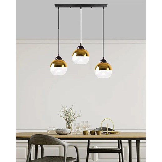 Nowoczesna potrójna lampa wisząca ze złotymi kloszami - D238-Gris Lumes One Size Edinos.pl