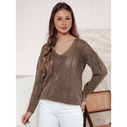 Sweter damski LACEONIA beżowy Dstreet MY2404 ze sklepu DSTREET.PL w kategorii Swetry damskie - zdjęcie 177793845