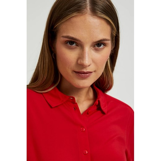 Wiskozowa koszula bez wzoru czerwona L Moodo.pl