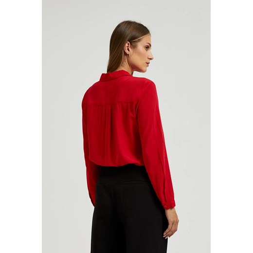 Wiskozowa koszula bez wzoru czerwona S Moodo.pl