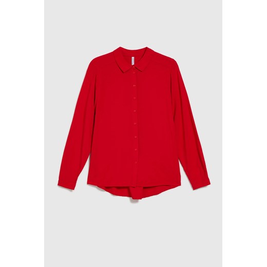 Wiskozowa koszula bez wzoru czerwona M Moodo.pl