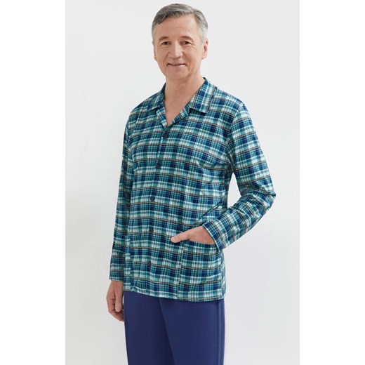 Bawełniana piżama męska rozpinana Antoni III 403 15, Kolor zielono-granatowy, Rozmiar L, MARTEL ze sklepu Intymna w kategorii Piżamy męskie - zdjęcie 177795699