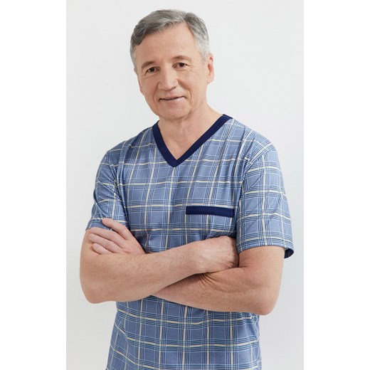 Bawełniana piżama męska Marek I 419 21, Kolor niebiesko-granatowy, Rozmiar M, MARTEL ze sklepu Intymna w kategorii Piżamy męskie - zdjęcie 177795727