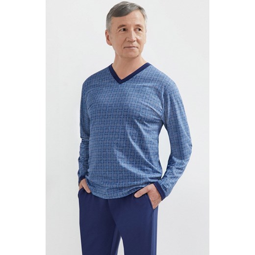 Bawełniana piżama męska Roman III 402 11, Kolor niebiesko-granatowy, Rozmiar 3XL, MARTEL ze sklepu Intymna w kategorii Piżamy męskie - zdjęcie 177795745