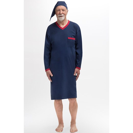 Bawełniana koszula nocna męska i szlafmyca Sylwester III 501 04, Kolor granatowy, Rozmiar XL, MARTEL ze sklepu Intymna w kategorii Piżamy męskie - zdjęcie 177795755