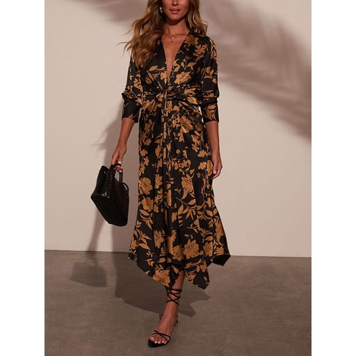 LA Angels Sukienka w kolorze czarno-musztardowym La Angels XL okazyjna cena Limango Polska