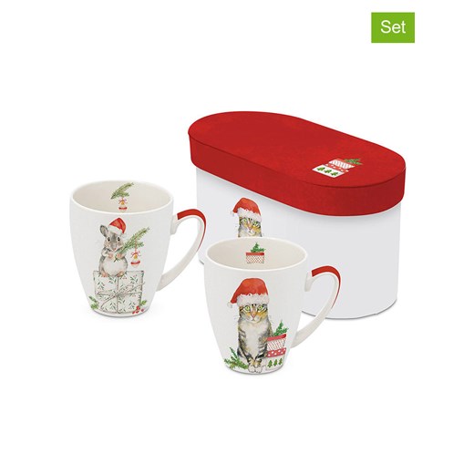 ppd Kubki jumbo (2 szt.) &quot;Fridolin &amp; Kitty&quot; w kolorze biało-czerwonym - 350 ml ze sklepu Limango Polska w kategorii Kubki - zdjęcie 177799756