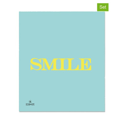 Design@Home Ściereczki gąbkowe (2 szt.) &quot;Smile&quot; w kolorze turkusowym - 20 x 17 cm ze sklepu Limango Polska w kategorii Ścierki kuchenne - zdjęcie 177801066