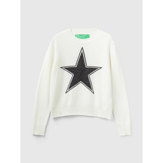 Benetton Sweter w kolorze biało-czarnym L wyprzedaż Limango Polska