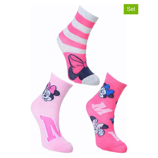 Disney Minnie Mouse Skarpety (3 pary) &quot;Minnie&quot; w kolorze jasnoróżowo-różowym ze sklepu Limango Polska w kategorii Skarpetki dziecięce - zdjęcie 177804478