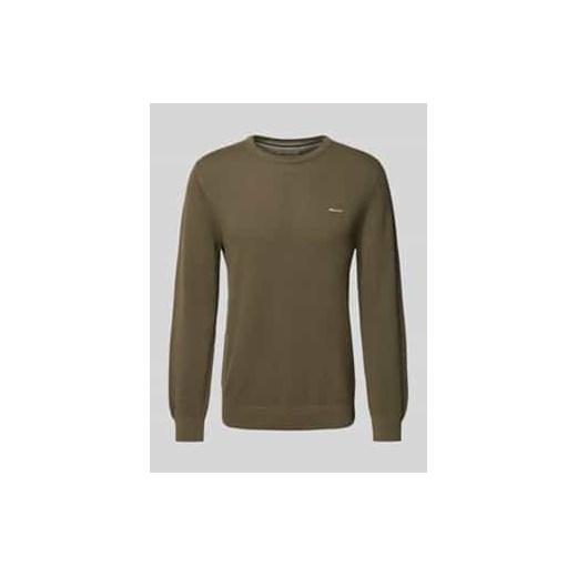 Sweter z dzianiny z wyhaftowanym logo model ‘PIQUE’ ze sklepu Peek&Cloppenburg  w kategorii Swetry męskie - zdjęcie 177805848