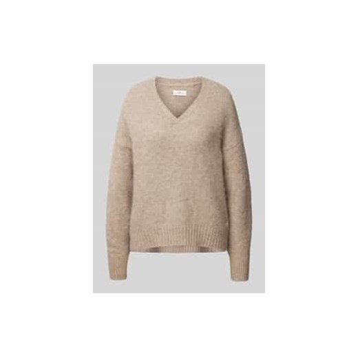 Sweter z dzianiny z mieszanki wełny z dekoltem w serek ze sklepu Peek&Cloppenburg  w kategorii Swetry damskie - zdjęcie 177805937