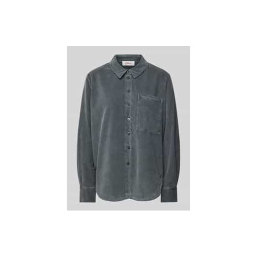Bluzka koszulowa o kroju relaxed fit z drobnego sztruksu z bawełny ze sklepu Peek&Cloppenburg  w kategorii Koszule damskie - zdjęcie 177806056
