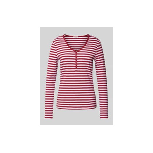 Bluzka o kroju slim fit z długim rękawem i dekoltem henley ze sklepu Peek&Cloppenburg  w kategorii Bluzki damskie - zdjęcie 177806718