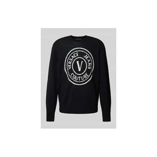 Sweter z wyhaftowanym logo i okrągłym dekoltem ze sklepu Peek&Cloppenburg  w kategorii Swetry męskie - zdjęcie 177807348