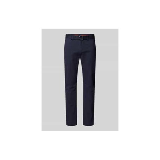 Spodnie materiałowe o kroju slim fit z paskiem ze sklepu Peek&Cloppenburg  w kategorii Spodnie męskie - zdjęcie 177810129