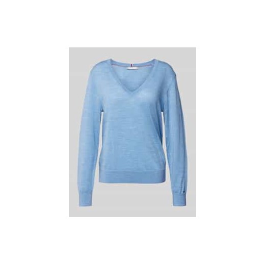 Sweter z dzianiny z wełny z dekoltem w serek ze sklepu Peek&Cloppenburg  w kategorii Swetry damskie - zdjęcie 177810507