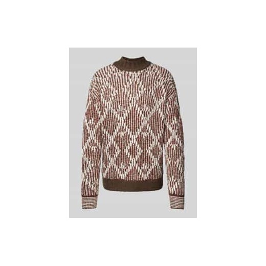Sweter z dzianiny ze stójką model ‘Jacquard’ ze sklepu Peek&Cloppenburg  w kategorii Swetry męskie - zdjęcie 177812505