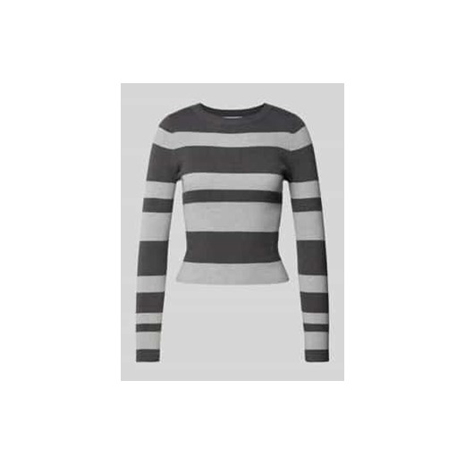 Sweter z dzianiny z prążkowanym,okrągłym dekoltem ze sklepu Peek&Cloppenburg  w kategorii Swetry damskie - zdjęcie 177812647