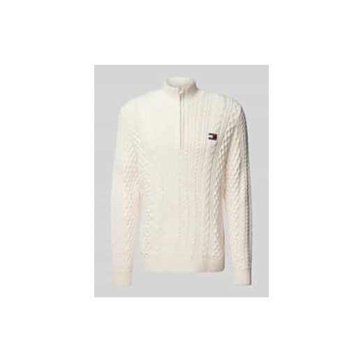 Sweter z dzianiny o kroju regular fit z dodatkiem wełny i ściegiem warkoczowym ze sklepu Peek&Cloppenburg  w kategorii Swetry męskie - zdjęcie 177813237