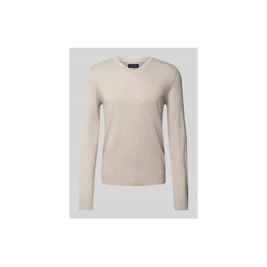 Sweter z dzianiny z dekoltem w serek ze sklepu Peek&Cloppenburg  w kategorii Swetry męskie - zdjęcie 177815169