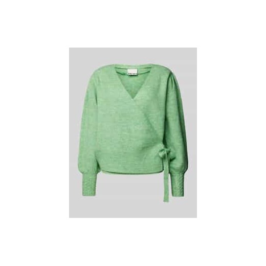 Sweter z dzianiny z wiązanym detalem model ‘HOLENE’ ze sklepu Peek&Cloppenburg  w kategorii Swetry damskie - zdjęcie 177815296