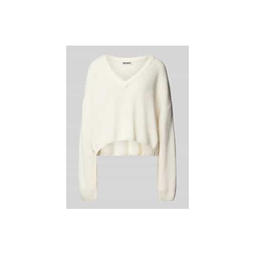 Sweter krótki z dzianiny z prążkowanymi wykończeniami ze sklepu Peek&Cloppenburg  w kategorii Swetry damskie - zdjęcie 177815578