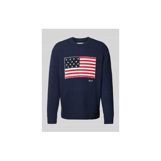 Sweter z dzianiny z wyhaftowanym logo ze sklepu Peek&Cloppenburg  w kategorii Swetry męskie - zdjęcie 177815927