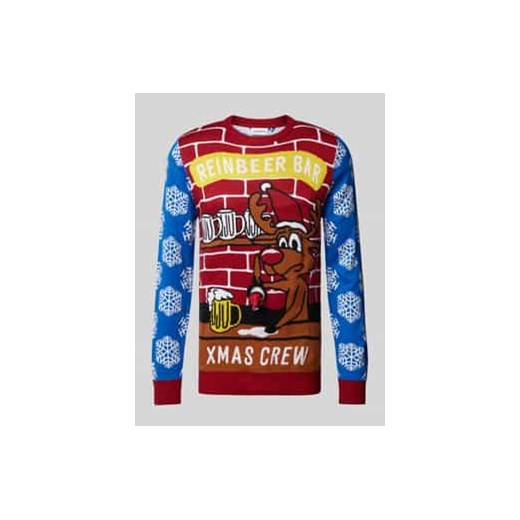 Sweter z dzianiny z wiskozy z wyhaftowanym motywem ze sklepu Peek&Cloppenburg  w kategorii Swetry męskie - zdjęcie 177816207