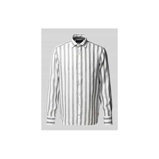 Koszula lniana o kroju slim fit z kołnierzykiem typu kent model ‘Sykia’ ze sklepu Peek&Cloppenburg  w kategorii Koszule męskie - zdjęcie 177820006