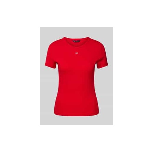 T-shirt o kroju slim fit z wyhaftowanym logo model ‘ESSENTIAL’ ze sklepu Peek&Cloppenburg  w kategorii Bluzki damskie - zdjęcie 177820769