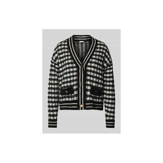 Kardigan o kroju regular fit z mieszanki bawełny ze wzorem w kratę ze sklepu Peek&Cloppenburg  w kategorii Swetry damskie - zdjęcie 177821498