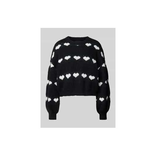 Sweter z dzianiny o kroju regular fit z wzorem dzianinowym w kształcie serca model ‘NOVE’ ze sklepu Peek&Cloppenburg  w kategorii Swetry damskie - zdjęcie 177821698