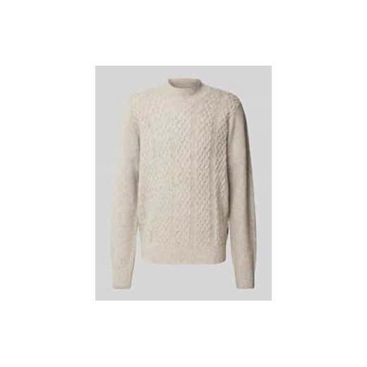 Sweter wełniany ze ściegiem warkoczowym i dodatkiem wełny z alpaki ze sklepu Peek&Cloppenburg  w kategorii Swetry męskie - zdjęcie 177821947