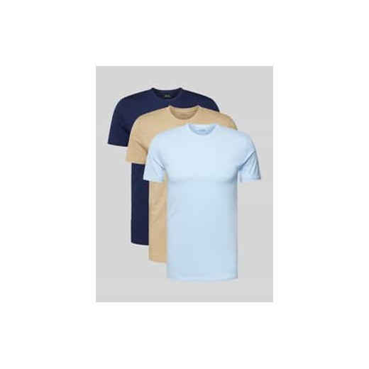 T-shirt z okrągłym prążkowanym dekoltem w zestawie 3 szt. ze sklepu Peek&Cloppenburg  w kategorii Podkoszulki męskie - zdjęcie 177822415