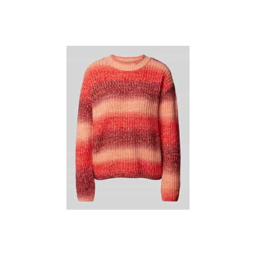 Sweter z dzianiny z prążkowanym,okrągłym dekoltem ze sklepu Peek&Cloppenburg  w kategorii Swetry damskie - zdjęcie 177823526